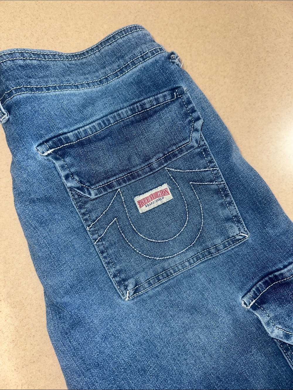 True Religion Women’s Cargo Blue Denim Jeans